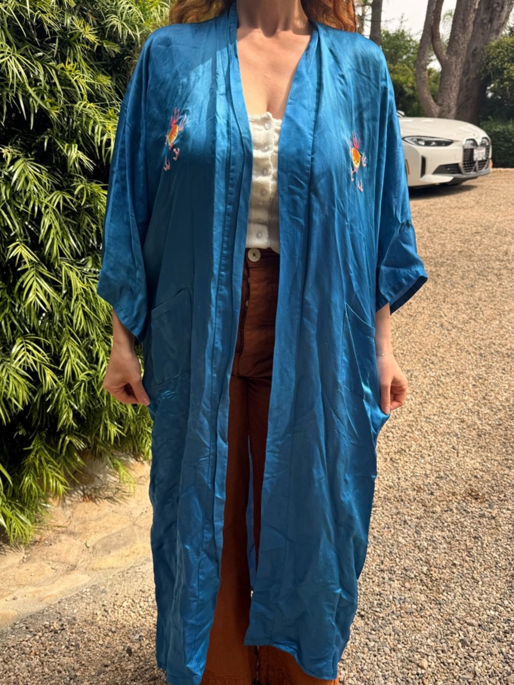 Blue Women's Silk Cover-Up Kimono - Unbranded